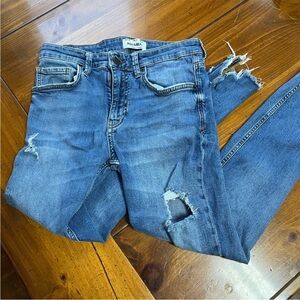 Pull&Bear Blue Distressed Jeans